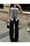 Lace Detailed Buttoned Blazer Vest and Wide-Leg Spanish Trousers Two-Piece Set - 5