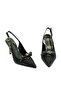 Outer Satin and Genuine Leather Heeled Shoes 504 Black Satin (Black Satin) - 4
