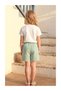 Bow Tshirt, Plaid Shorts and Skirt Set - Green - 3