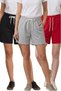 Cotton 3 Pcs Unisex Women Mens Shorts Set Solid Color - 2