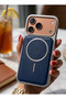 iPhone 13 / 14 Soft Silicone Phone Case with Leather Metallic Edge on the Back and Magsafe Feature - 4