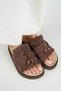 Yasmin Women's Genuine Leather Tasseled Bead Detailed Open-Front Brown Slippers - 3