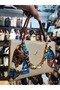 Medium Size Women's Handbag with Chain and Scarf Detail En 24 Boy 19 cm - 2