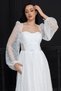 Bale Detailed Long Lace Evening Dress - White - 2