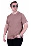 Men's Large Size Crew Neck T-Shirt with Pocket 26143 Brown