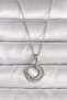 316L Steel Silver Color Zircon Stone White Pearlescent Crescent Model Women's Necklace