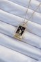 316L Steel Chain Gold Color Zircon Stone Black Enamel Girl Figure Tarot Necklace