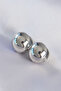 Brass Silver Color Hollow Minimal Stud Earrings