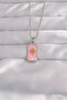 316L Steel Silver Color Pink Enamel Sun Model Tarot Necklace - 2