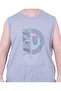 Large Size Printed Sleeveless T-Shirt Moving 26122 Gray Melange - 2