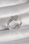 Brass Silver Color Zircon Stone Heart Model Women's Ring
