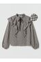Xside Brown Tie-Neck Plaid Ruffle Blouse - 7
