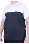 Men's Large Size Crew Neck T-Shirt with Pockets and Inserts 26144 Navy Blue - 3