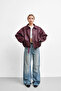 Women's Oversize Leather Jacket with Belt and Buckle, Biker Model, Stylish Coat - 3