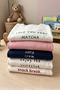 Navy Blue Embroidered Oversize / Wide Fit 100% Cotton Crew Neck Baby - Kids T-Shirt 1 - 5 Years - 7