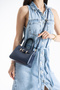 Navy Blue Women's Crossbody and Shoulder Bag with Belt Detail - 2