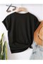 Teddy Bear Printed Red White Beige and Black Basic Oversize T-Shirt - 2