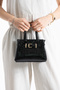 Black Crocodile Belt Detailed Women's Crossbody and Shoulder Bag - 4