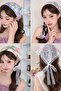Patterned Fabric Bohemian Crown Bandana with Hanging Guipure Detail - 6