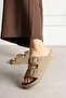 Beige Women's Double Buckle Stylish Comfortable Slippers - 2