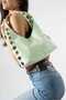 Daily Stylish Design Metal Ring Detail Soft Leather Look Women's Hand and Shoulder Bag Mint Green - 2