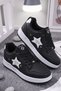 Women's Star Pattern Sneaker Black-White Sports Shoes - 5