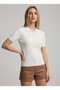 Women's Polo Collar Short Sleeve Viscon Blouse - 2