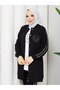 طقم بدلة رياضية نسائية من 3 قطع، قطن بخيطين، تصميم أنيق بأزرار n-05514 _ أسود - 3