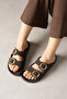 Brown Women's Double Buckle Stylish Comfortable Slippers