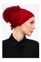 Ruffled Seamless Combed Cotton Bonnet Burgundy - Women's Hijab Tie-Up Bun Inner Bonnet - 4