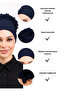 Ruffled Seamless Combed Cotton Bonnet Navy Blue - Women's Hijab Tie Bun Inner Bonnet - 6