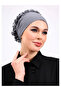 Ruffled Seamless Combed Cotton Bonnet Gray - Women's Hijab Tie-On Bun Inner Bonnet - 4