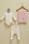 100% Cotton Floral and Duck Patterned 3-Piece Baby Set (0-3 Months) Double-Breasted Badi Top with Booties and Muslin Blanket