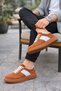 Jy011 Line Men's Casual Lace-Up Suede Sports Sneaker Shoes - Tan/White - 2