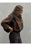 Oversize Suede Women's Jacket with Epaulet Detail, Stylish Seasonal Model - 4