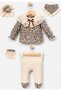 Lady Leopard Newborn Baby Girl 5 Piece Hospital Discharge Bodysuit Set Baby Outfit - 2