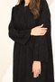 Elegant Black Jacquard Abaya with Sleeve Button Detailing | Premium Luxury Abaya for Women - 3