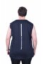 Large Size Printed Sleeveless T-Shirt Life Is Never 26121 Navy Blue - 2