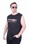 Big Size Printed Sleeveless T-Shirt Run Faster 26127 Black