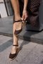 Miss Women's Brown Genuine Leather Suede 5 cm Heel Espadrille Sandals - 5