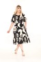 Women's Authentic Plus Size Beige Dress with Ruffled Sleeves and Skirt and Patterned Pockets - 4