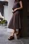 Block Women's Brown Genuine Suede Padded Sole Detail Slippers - 6