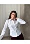 Women's White Trendy Slim Fit Poplin Collared Office Style Shirt
