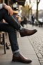 Men's Leather Classic Comfort Slip-On Shoes with Side Elastic Band and Light Sole