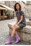 Women's Lilac Laser-Cut Hole Detailed Casual Comfortable and Stylish Westren Style Summer Boots - 2