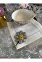 1 Piece of Lilac Daisy Embroidered Handmade Coffee Napkin Cocktail Napkin - 4