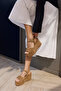 Simal Women's Nude Genuine Leather Suet Padded Heel Sandals - 8