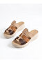 Genuine Leather Beige Orthopedic Sole Adjustable Velcro Women's Slippers - 2