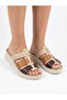 Genuine Leather Beige Orthopedic Sole Adjustable Velcro Women's Slippers - 8