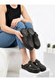 Genuine Leather Black Orthopedic Sole Perforated Women's Slippers - 7